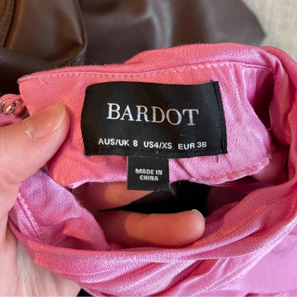 Bardot Pink Satin Long Sleeve Crop Top Small - Picture 5 of 5